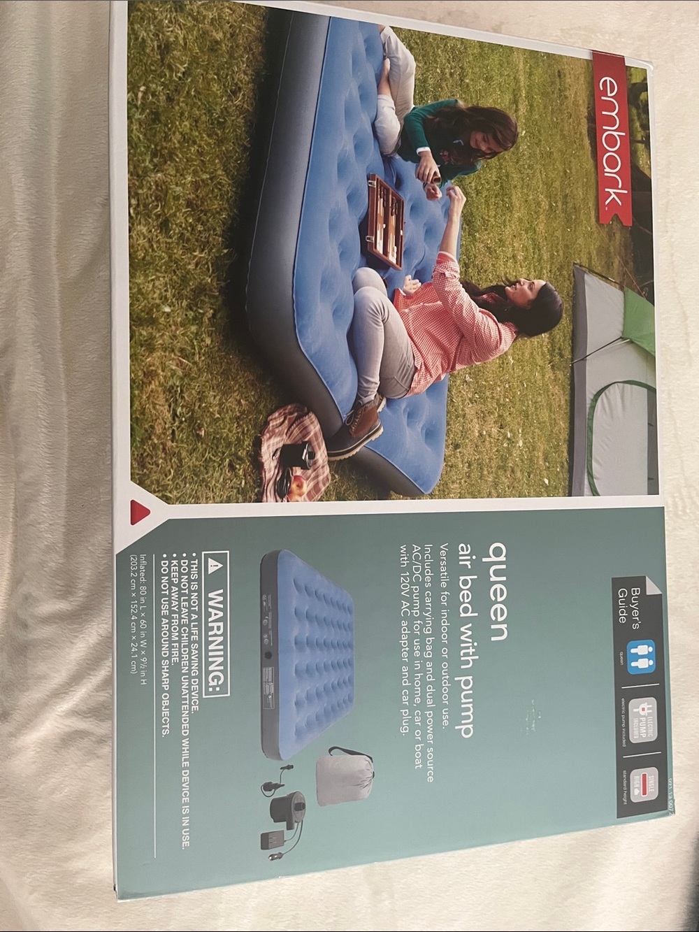 Embark Inflatable Queen Air Bed - Blue